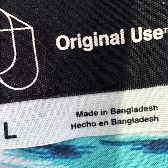 Original Use Tropical Floral Rayon Shirt Pink & Teal Summer Resort Button Up - Picture 5 of 15